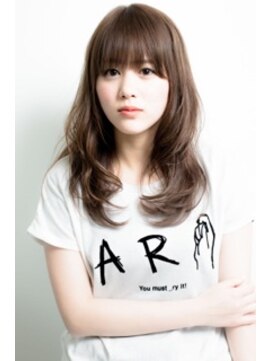 リプ(Lipu) アンニュイカール ふんわりミディ ベージュラベンダー