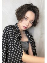 アン たまプラーザ(un) 大人かわいいショートボブ【イルミナカラー】カーキグレージュ