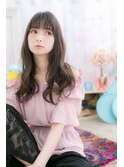 くせ毛風フェザーバング黒髪グレイアッシュくびれヘアb1