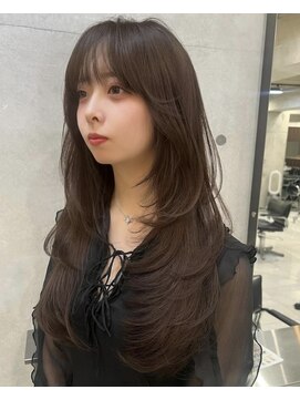 サイン 表参道(SIGN) 韓国ヘアーハッシュカットレイヤーカットグレージュブリーチ無し