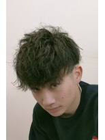 リレーションメンズヘアー(RELATION MEN'S HAIR)&nbsp;スペインカールダークアッシュニュアンスパーマ韓国マッシュ