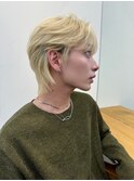 メンズマッシュウルフ　ダブルカラー　ケアブリーチ