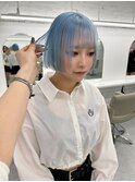 14699艶髪ネイビーブルーブルーシルバーレイヤーブルーカラー