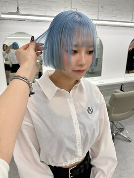 14699艶髪ネイビーブルーブルーシルバーレイヤーブルーカラー