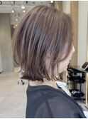 表参道酸性ストレートパーマ艶髪ミディアム髪質改善ベージュ40代