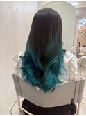 本厚木◎フェイスフレーミング◎韓国風巻きグリーンブルーカラー