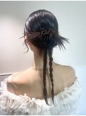 ★結婚式お呼ばれドレスヘア編み込みポニーテールアップスタイル