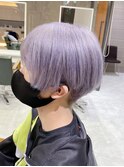 グレーシルバーツーブロック韓国マッシュ/ブリーチデザイン原宿