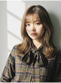 ミディアム20代30代ストレートレイヤー前髪なし前髪あり越谷
