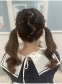 編み込みツインテール