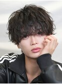 ラウンドマッシュニュアンス波巻きツイストシャドウサーフカール