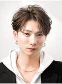 ツーブロックナチュラルダウンパーマシースルーマッシュ