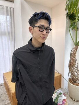 アールサロンサカエ(Rr SALON SAKAE) スパイキーショート×エンドカラーネイビーブルー
