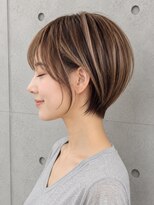トゥルートラスト 和戸店(True Trust)&nbsp;ショートボブ×ハイライト×シースルーバング×ミルクベージュ