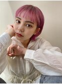 眉上バング/ビビットピンク
