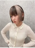 透明感カラーダブルカラーミディアムレイヤー韓国インナーカラー