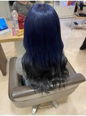 うる艶ロングウェーブ×ブルー/パープル/バイオレットバイカラー