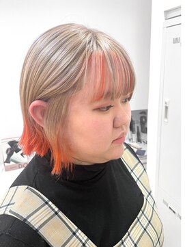 アッシュ 十日市場店(Ash) ブリーチありベージュ×オレンジ