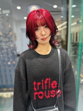 ギグスダブル 栄店(gigs double) レッドカラー/外はねウルフ