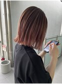 バレイヤージュ　ピンクブラウン　ハイライト　ガルボ桟橋