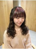 デザインカラー×ロングパーマ