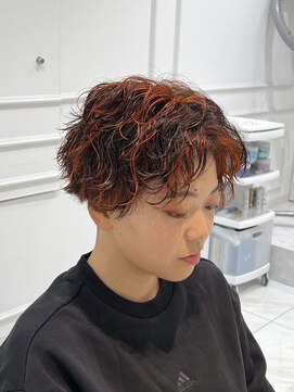 ヘアーアンドメイク ニューヨークニューヨーク 姫路店(Hair&Make NYNY) 波巻きパーマ　ハイライト　オレンジカラー