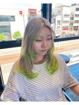 ガルボ ヘアー(garbo hair) 裾カラーハイトーンデザインカラー