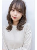 なみ巻き/セミロング/前髪パーマ/抜け感ヘア