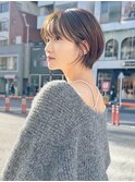 小顔似合わせカットメルティカラーナチュラル大人ショートボブ 