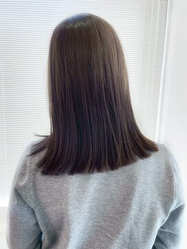 ヘアーアイスカルテット(HAIR ICI QUARTET) ブリーチなしダークグレージュ切りっぱなしロング透明感