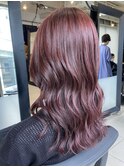 △ブリーチなし韓国風ピンクブラウンロングヘア髪質改善