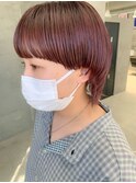 マッシュウルフ、ワイドバング、ピンクベージュ