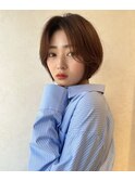 大人ショートボブ丸みショートカットマッシュショート前髪なし