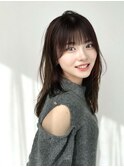 薄め前髪顔まわりレイヤーシースルーぱっつん前髪おくれ毛