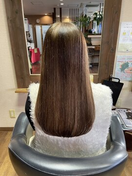 ヘアーズ はれるや(hair's) 艶カラー透明感シルキーベージュストレートロングヘア20代30代
