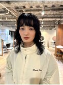 三軒茶屋ブリーチなしブルーブラック姫カットレイヤーパーマ韓国