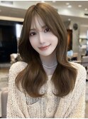 韓国風ミディアムクビレヘアメルティーカラーエギョモリ/三科