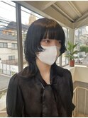 ＊黒髪ネオウルフカット！個性的ミディアムウルフレイヤーカット