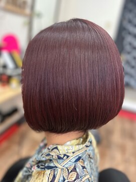 まつこ美容室 ボブ　レッドカラー