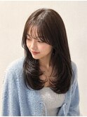 くびれカール黒髪ロング毛先カール小顔ラインサラサラ