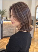 大人の艶感ショートボブ×透明感グレイカラー