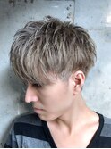 シルバーグレージュ×マッシュショート［立川/メンズ］