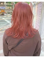 モルニ(MORNI)&nbsp;ピンクカラー_マロンベージュ Aラインボブ かきあげ