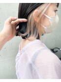 【堀惠洋平】インナーカラー ベージュ 切りっぱなしボブ