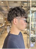 20代30代メンズスパイラルパーマワイルドオシャレ感アッシュ