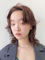 ヘアー アイス 御器所本店(HAIR ICI)&nbsp;20代30代40代ミディアムウルフ前髪パーマくびれひし形抜け感