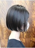 ボブ　外ハネボブ　くびれヘア　夏　縮毛矯正　ハイライトカラー