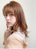 ミディアムレイヤー、外ハネボブ、グレージュ☆