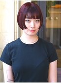 ブリーチなしダブルカラーで作る赤/ワインレッド×ショートボブ