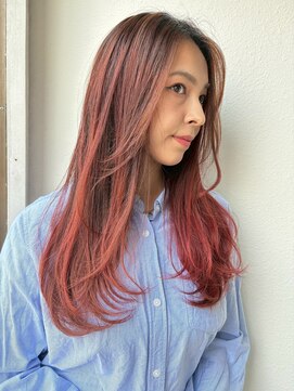 カバーヘア ブリス 志木南口駅前店(COVER HAIR bliss) レッドカラー赤髪/毛先カラーグラデーションカラーレイヤーp志木